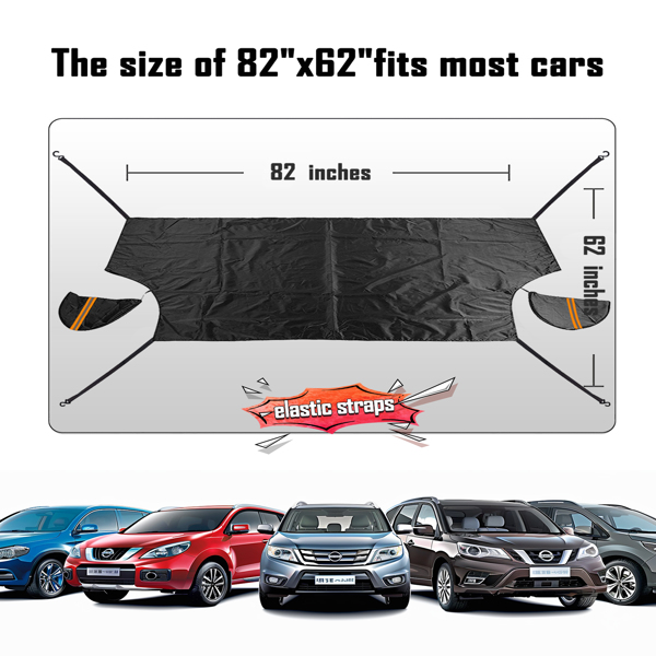 适用于轿车、越野车和卡车的超大挡风玻璃防冰雪罩 - 82 "x 62” 防水防霜保护，带侧后视镜罩、冬季遮阳帘和挡风玻璃保护罩-3