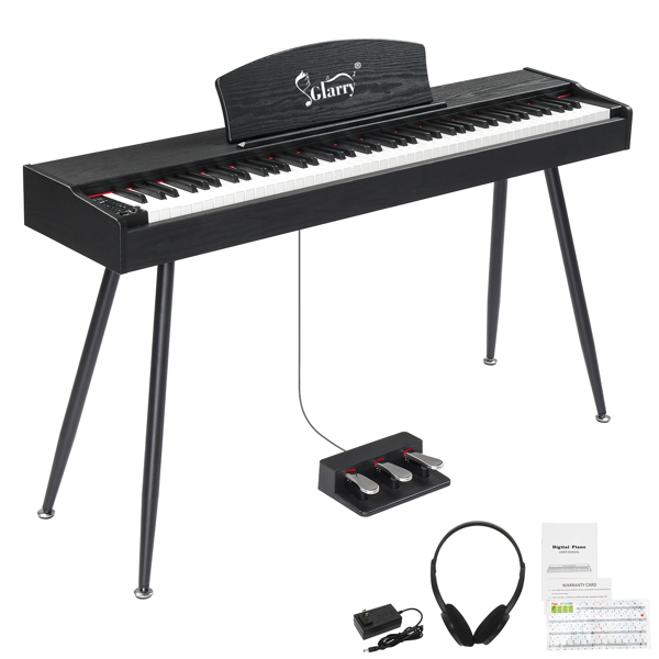 【Don’t sell on Amazon】GDP-203 88 Key Standard Full Weighted Keyboards Digital Piano with Metal Stand, Power Adapter, Triple Pedals, Headphone，for All Experience Levels Black color