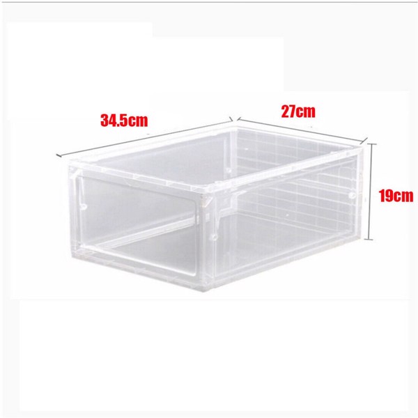 6 Pack Transparent Shoe Storage Boxes Hard Plastic Stackable Shoe Box Organiser