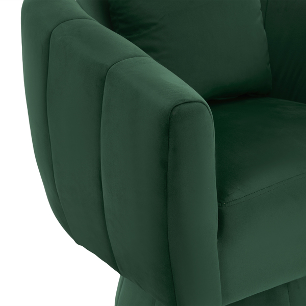 360° Swivel Accent Chair, Modern Velvet Fabric Living Room Armchair with Fluffy Cushions, Comfy Wide Upholstered, Barrel Accent Chairs for Living Room, Bedroom, Lounge, Office Green