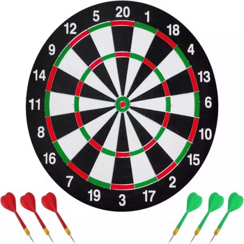 FULL SIZE 17\\" DARTBOARD SET 6 DARTS FUN FAMILY DART BOARD GAME ADULTS KIDS XMAS