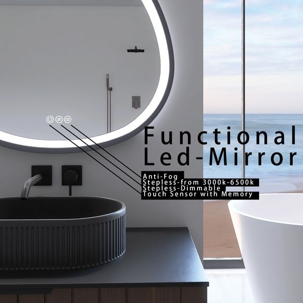 32 x 32 in. Gunmetal Grey Framed Dimmable Anti-Fog LED Bathroom Vanity Mirror