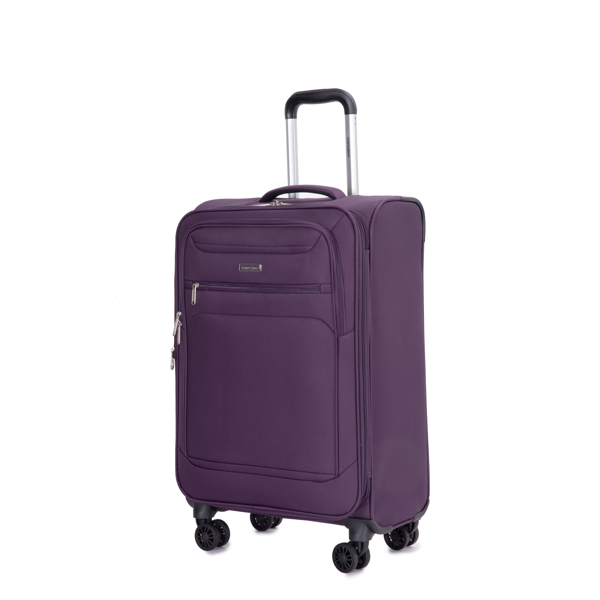 3-Piece Set (18/Travelbag/toiletry bag) ,Softshell Suitcase Spinner Wheels Terylene Polyester Luggage Sets Carry On Suitcase Luggage Lightweight Durable Suitcase  PURPLE