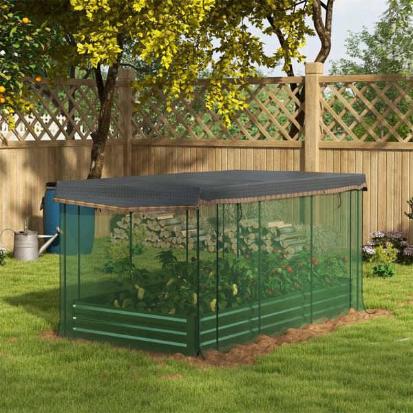 Green Raised Garden Bed with Crop Cage and Shade Cloth 90.5" W x 43.25" D x 43.25" H