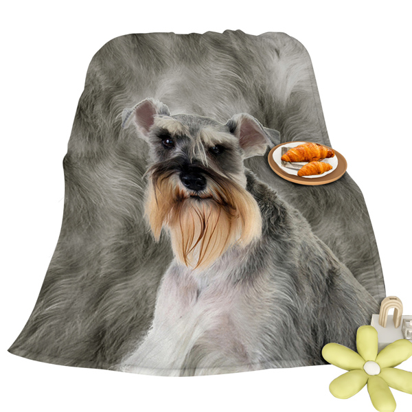 Schnauzer Flannel Blankets Cozy Blanket Super Soft Cozy Warm Puppy Dog Throw Blanket for Couch Chair Bed Sofa Office Cute Schnauzer Gifts 75*100cm