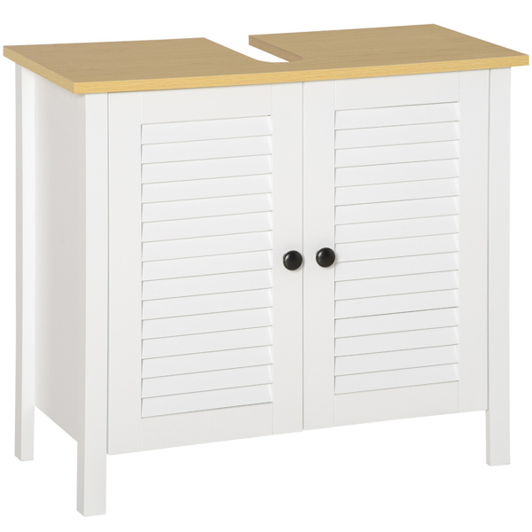 Pedestal Sink Storage Cabinet, Under Sink Cabinet with Double Doors,  Antique White, Walnut-AS ( Amazon Shipping)（Prohibited by WalMart）