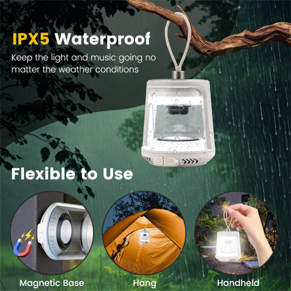 White Waterproof Camping Lantern  with Speaker 