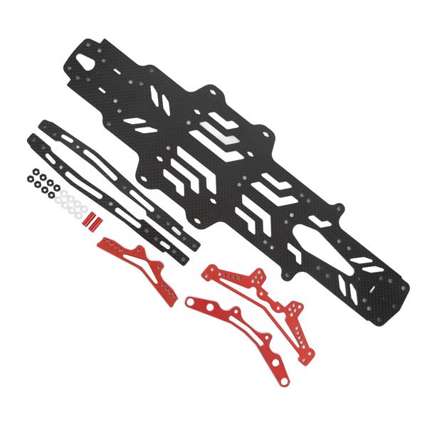 RC Drift Car Chassis Plate - Carbon Fiber & Aluminum Alloy for MST RMX2.0S RRX2.0S 1/10 Scale - Black