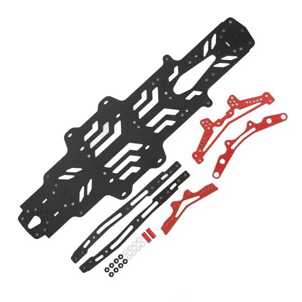 RC Drift Car Chassis Plate - Carbon Fiber & Aluminum Alloy for MST RMX2.0S RRX2.0S 1/10 Scale - Black