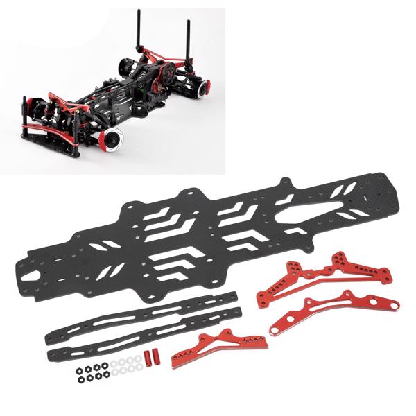 RC Drift Car Chassis Plate - Carbon Fiber & Aluminum Alloy for MST RMX2.0S RRX2.0S 1/10 Scale - Black