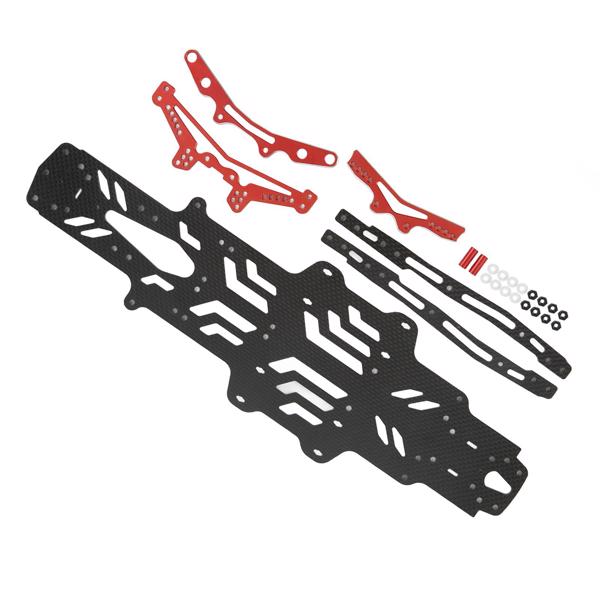 RC Drift Car Chassis Plate - Carbon Fiber & Aluminum Alloy for MST RMX2.0S RRX2.0S 1/10 Scale - Black