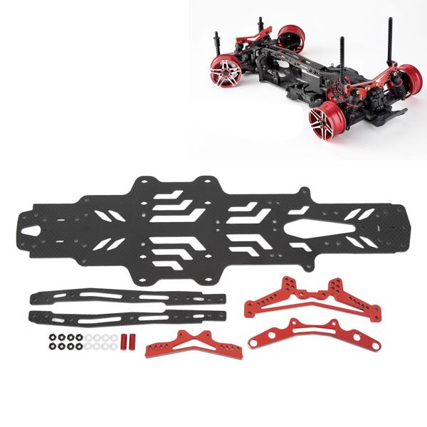 RC Drift Car Chassis Plate - Carbon Fiber & Aluminum Alloy for MST RMX2.0S RRX2.0S 1/10 Scale - Black