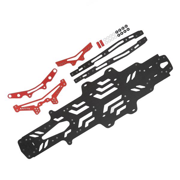 RC Drift Car Chassis Plate - Carbon Fiber & Aluminum Alloy for MST RMX2.0S RRX2.0S 1/10 Scale - Black