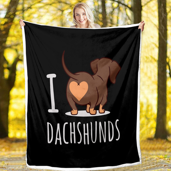 Dachshund Lovers Sherpa Blanket Cute Dachshund Animal Fleece Reversible Blanket Wiener Sausage Dog 3D Printed Reversible Bed or Couch Throw 50*60 Inches