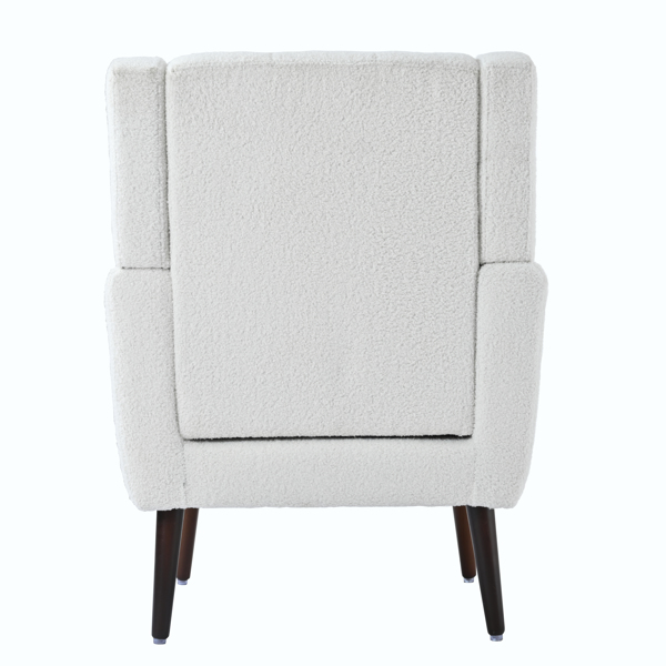 Modern Chair,Teddy Fabric Living Room Chairs Comfy Reading Chair,Mid Century Chair, Lounge Arm Chairs Armchair for Living Room Bedroom (White)