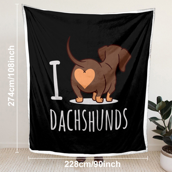 Dachshund Lovers Sherpa Blanket Cute Dachshund Animal Fleece Reversible Blanket Wiener Sausage Dog 3D Printed Reversible Bed or Couch Throw 50*60 Inches