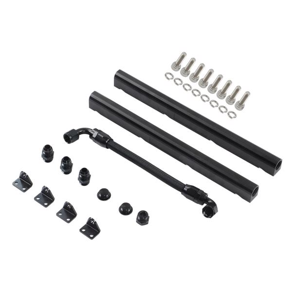 High Flow Fuel Rails Kit ‑8AN Port Billet Aluminium Black Stable Performance EFI Fuel Rails for LS1 LS6