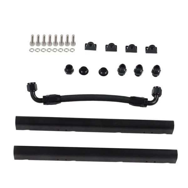 High Flow Fuel Rails Kit ‑8AN Port Billet Aluminium Black Stable Performance EFI Fuel Rails for LS1 LS6