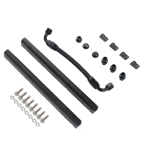 High Flow Fuel Rails Kit ‑8AN Port Billet Aluminium Black Stable Performance EFI Fuel Rails for LS1 LS6