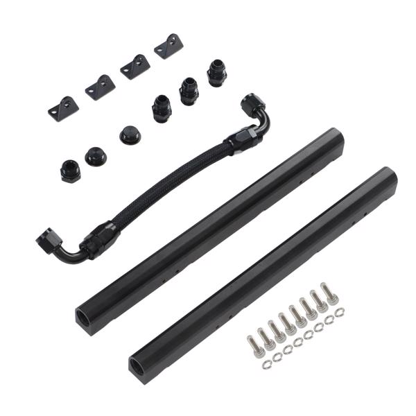 High Flow Fuel Rails Kit ‑8AN Port Billet Aluminium Black Stable Performance EFI Fuel Rails for LS1 LS6