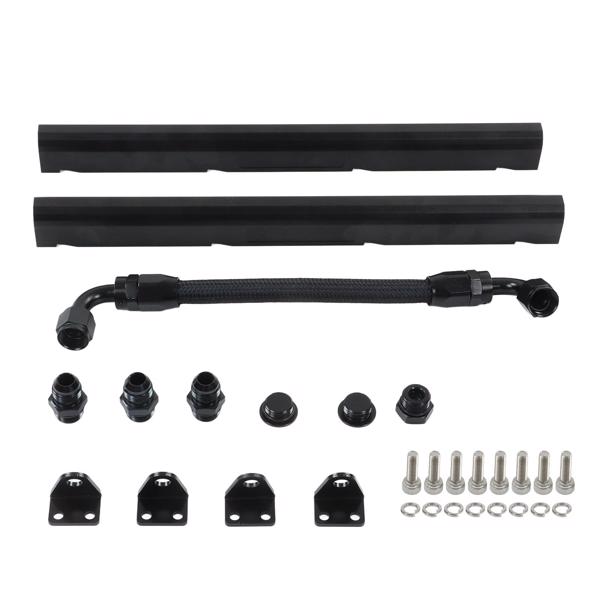 High Flow Fuel Rails Kit ‑8AN Port Billet Aluminium Black Stable Performance EFI Fuel Rails for LS1 LS6