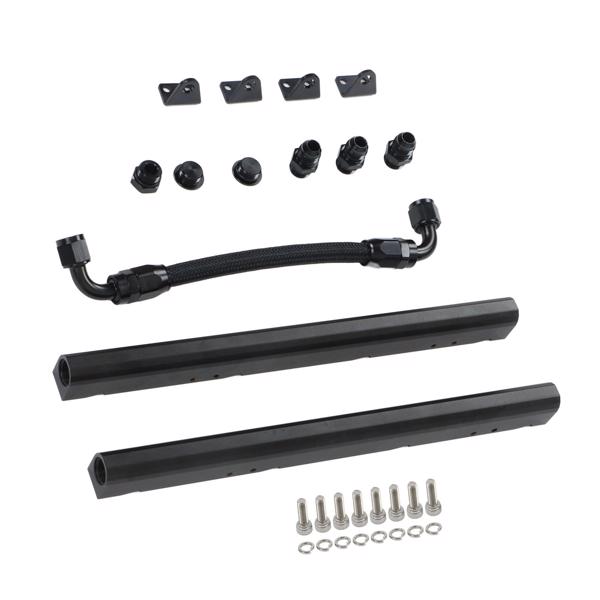 High Flow Fuel Rails Kit ‑8AN Port Billet Aluminium Black Stable Performance EFI Fuel Rails for LS1 LS6