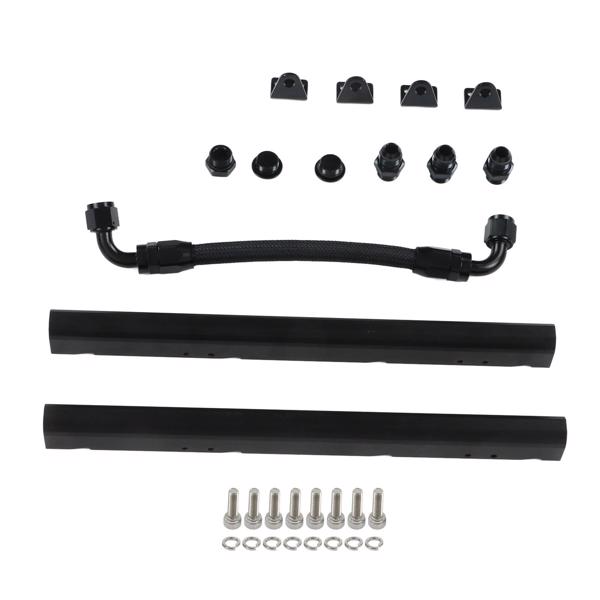 High Flow Fuel Rails Kit ‑8AN Port Billet Aluminium Black Stable Performance EFI Fuel Rails for LS1 LS6