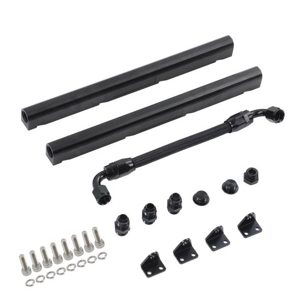 High Flow Fuel Rails Kit ‑8AN Port Billet Aluminium Black Stable Performance EFI Fuel Rails for LS1 LS6