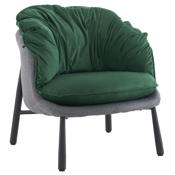 Velvet Accent Chair Barrel Chair with Metal Legs Modern Comfy Armchair Accent Reading Chair for Living Room, Bedroom, Study Room, Home Office Green