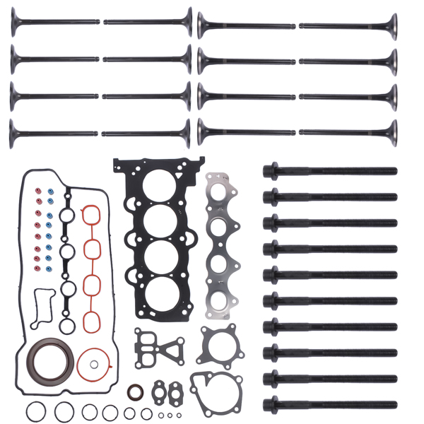 Head Gasket Set W/ Bolts &Intake Exhaust Valves for Kia Soul 1.6L L4 2012-2018