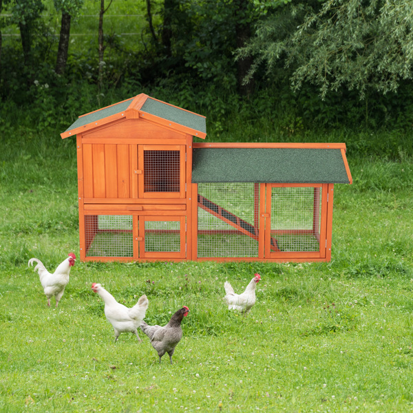 61" Wooden Chicken Coop Hen House Rabbit Wood Hutch Poultry Cage Habitat