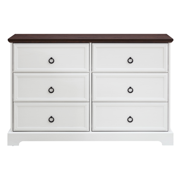 Modern Farmhouse 6-Drawer Chest of Drawers for Bedroom, Wooden Bedroom Drawer Dresser with 6 Storage Drawers,6 Drawer Dresser Chests for Bedroom White