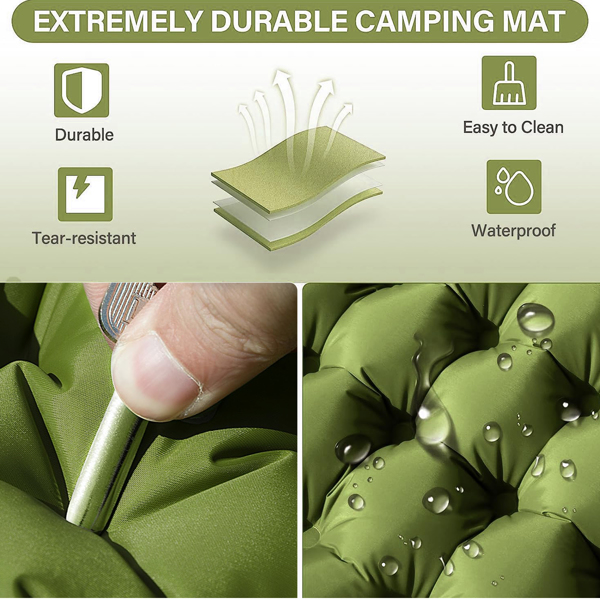 Double Air Mattress with Pillow, Built-in Foot Pump, 4-inch Camping Air Mattress,  for Backpacking, Hiking, Traveling, Tent (Amazon Shipping) (Banned by WalMart) (Not shipped on weekend)