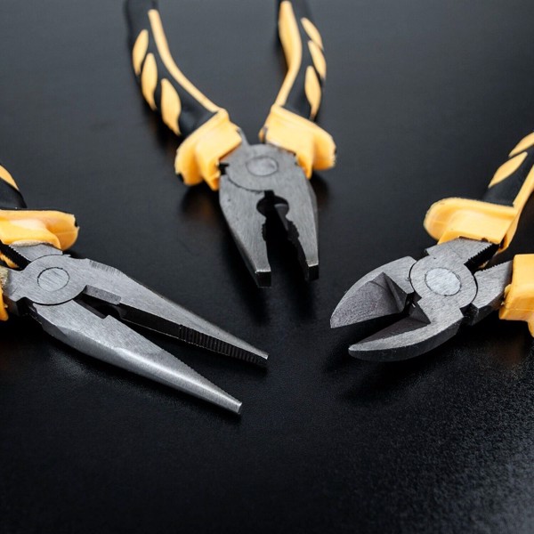 3 Piece Combination Heavy Duty Pliers Set Soft Grip Snips Tools Plier Steel