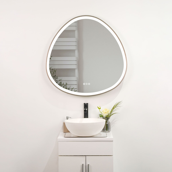 32 x 32 in. Gunmetal Grey Framed Dimmable Anti-Fog LED Bathroom Vanity Mirror