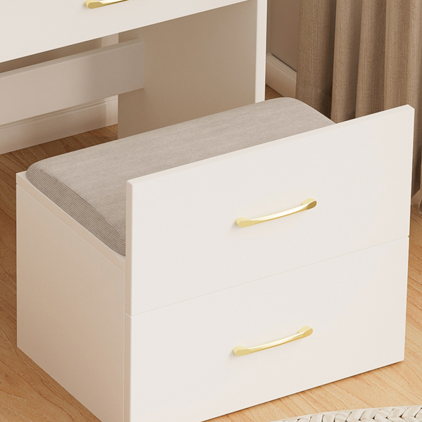 3 合 1 梳妆台，带开放式顶镜，小型化妆梳妆台套装，带可见玻璃桌面，紧凑型化妆梳妆台，带 3 个抽屉，卧室梳妆台-12