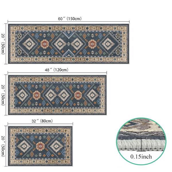 Kitchen Rug Sets 3 Piece with Runner Non Slip Kitchen Rugs and Mats Washable Kitchen Mats for Floor Thick Kitchen Floor Mat Carpet Runner Rugs for Hallway Laundry Holiday Decor