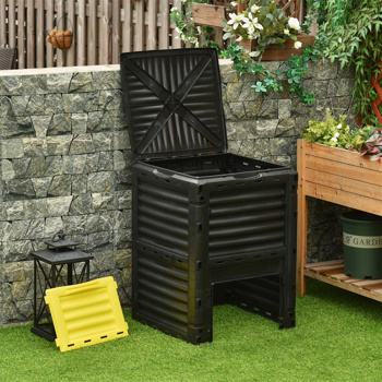 300L Garden compost bin with 48 vents Yellow