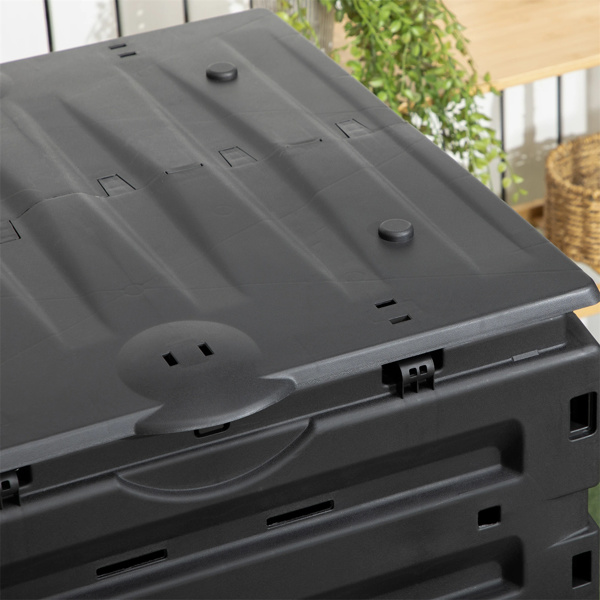 450L Garden Compost Bin with 2 Sliding Doors,Black