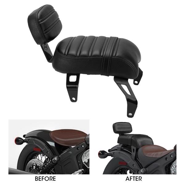 Rear Passenger Seat with Backrest Kits Replacement for Indian Scout Bobber 2018‑2021Black