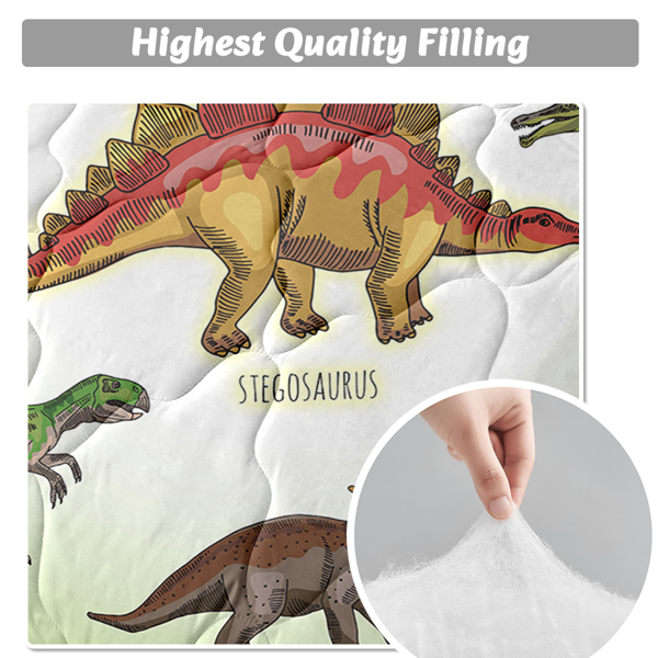 Super Soft Fade Resistant Microfiber Dinosaur Bedding Set for Girls Boys, All Season Green Dinosaur Family Print Pattern Comforter Set with 2 Pillow Cases Twin Size