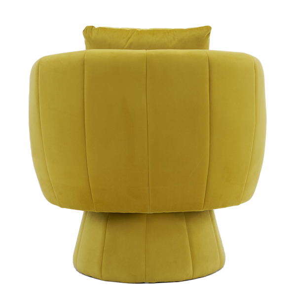 360° Swivel Accent Chair, Modern Velvet Fabric Living Room Armchair with Fluffy Cushions, Comfy Wide Upholstered, Barrel Accent Chairs for Living Room, Bedroom, Lounge, Office Yellow