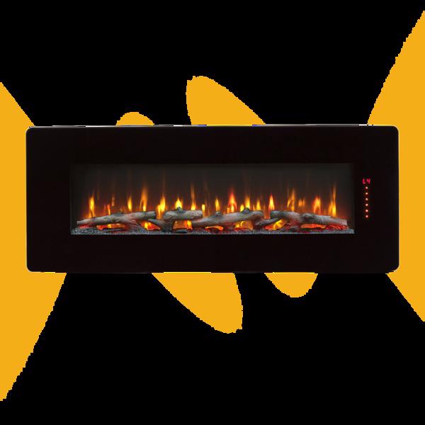 48 inch Curved Front Wall Mounted Electric Fireplace with remote and multi color flame & emberbed