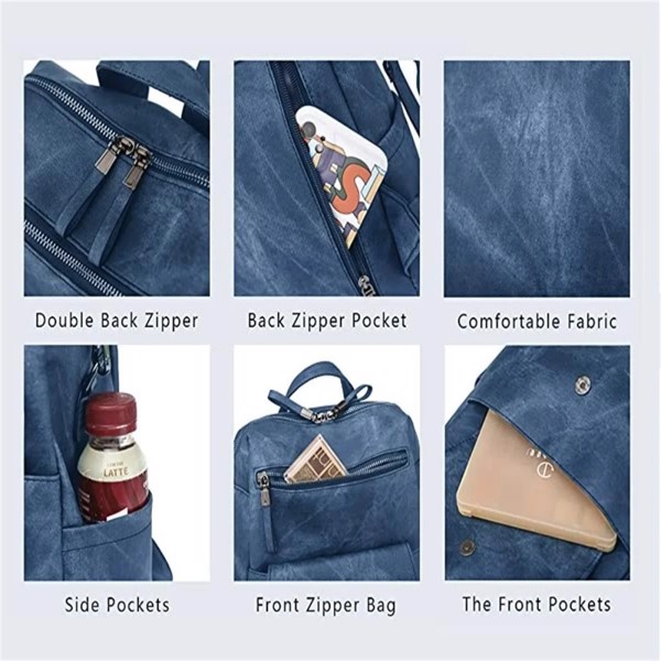 PU Leather Purse Backpack for Women, Handbag Backpack Purse Shoulder Bags Blue