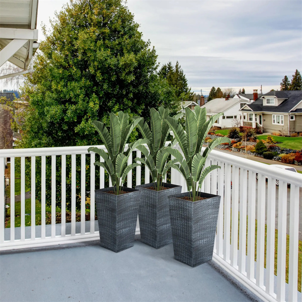 3 PCS Indoor Planters with Drainage Hole   Gray