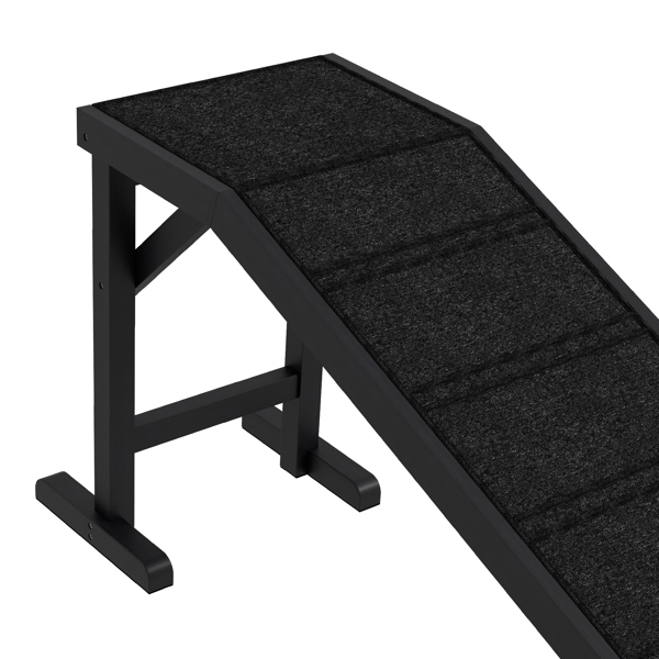 Dog Ramp for Bed, Pet Ramp for Dogs with Non-Slip Carpet and Top Platform, 74" x 16" x 25", Black