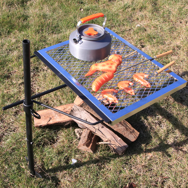 Rotating Campfire Grill,Fire Pit Grill,Heavy Duty Steel Grill,360° Adjustable Open Fire Outdoor Cooking Equipment,Portable Camping Fire Grill for Camping Outdoor Barbecue