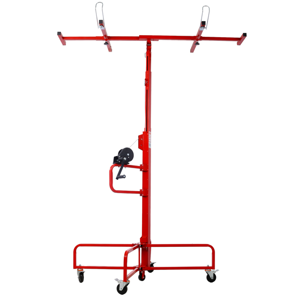 Drywall Lift Panel 16' Lift Drywall Panel Hoist Jack Lifter Jack Rolling Caster Wheel Sheetrock Drywall Lift Construction Tools,150-lb. Capacity, 4ft. x 16ft. Max. Sheet Size ,red