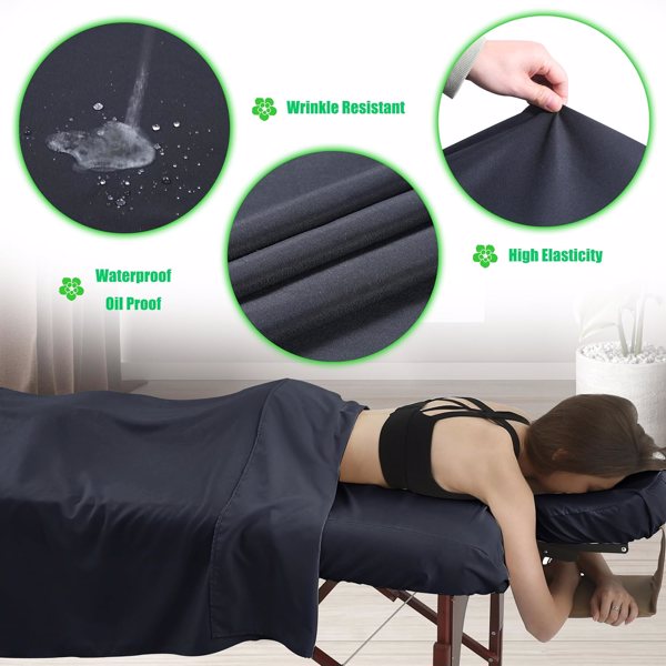 3 Piece Massage Table Sheets Set 4 Sets Microfiber Massage Bed Cover Soft Waterproof and Oil Proof Reusable for SPA Beauty Tattoos Includes Table Cover,Fitted Sheet and Face Rest Cover