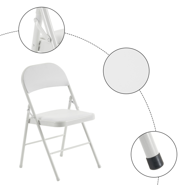 【Old Code：33292149】4pcs Elegant Foldable Iron & PVC Chairs for Convention & Exhibition White